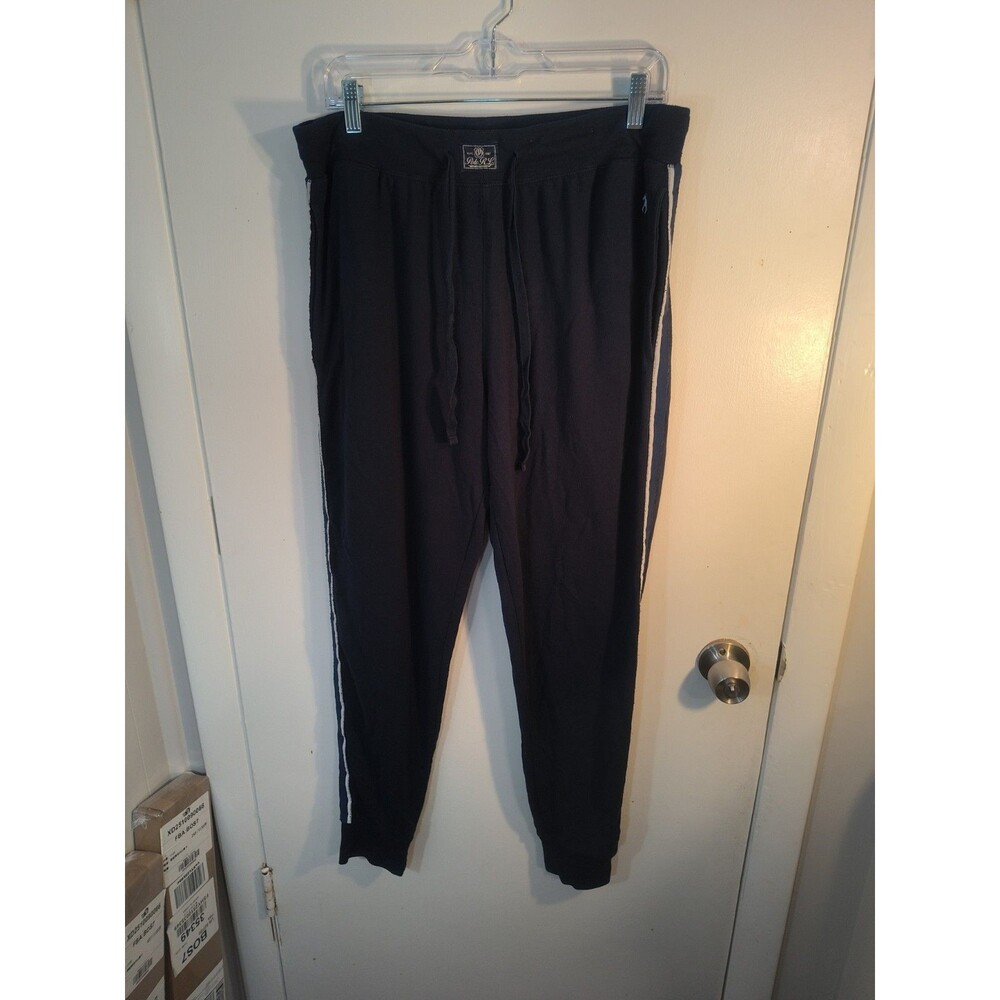 Vtg Polo Ralph Lauren Sleepwear Pants Large Fleece Blue Sweatpants Wide Baggy